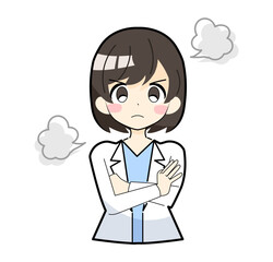 怒る白衣女性のイラスト