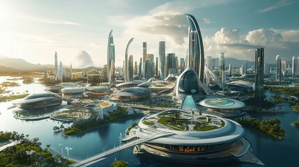 Futuristic Cityscapes with Smart Transportation