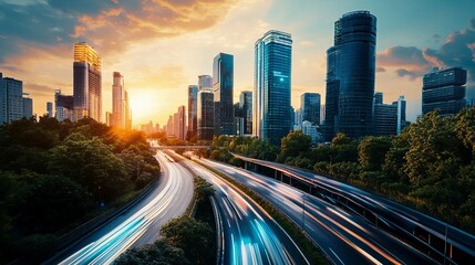 Visionary City with Cutting-Edge Mobility Solutions