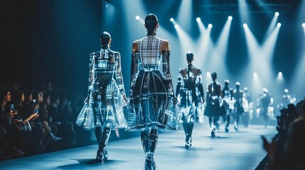 Futuristic Fashion Runway with Cutting-Edge Designs