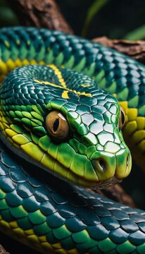 green snake on a branch