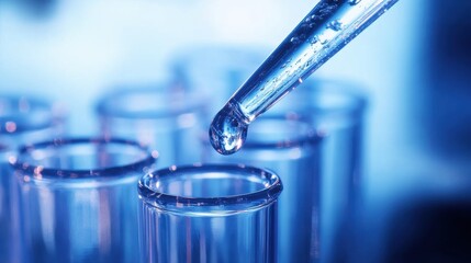 Drinking from a glass tube with a glass straw in the laboratory
