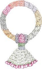 Watercolor Illustration Jasmine Traditional  Thai Garland.