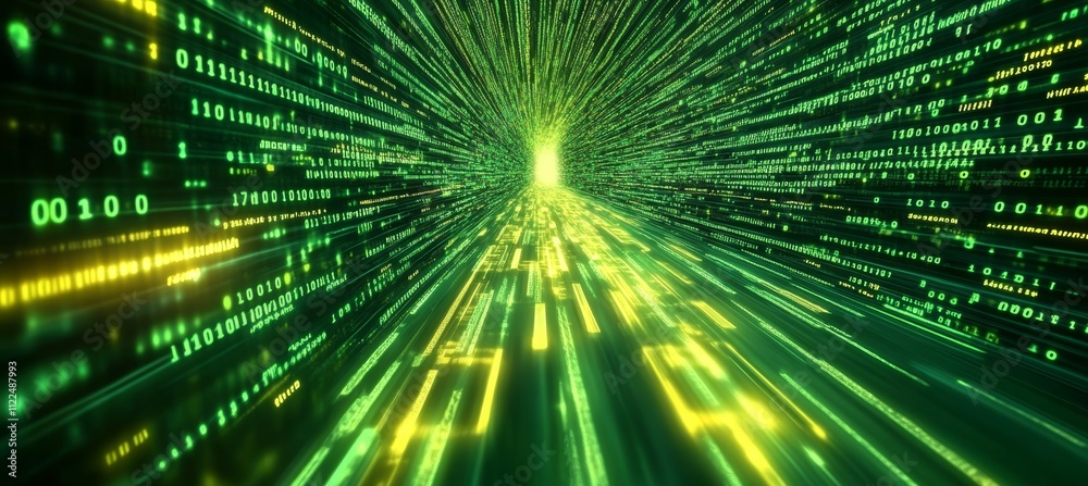 Poster matrix virtual digital world portal teleport background. generative ai technology.