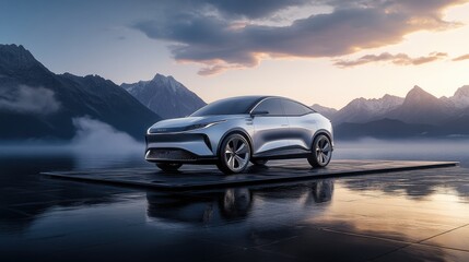 Naklejka premium Snow Mountain and Concept Cars, Automotive Advertising Images