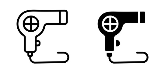 Hair dryer icon symbol collection on white background.