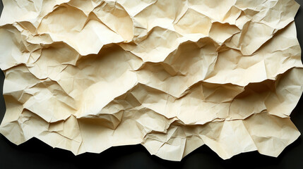 Obraz premium Crumpled beige paper texture with visible fibers, creating organic and natural appearance. Ideal for backgrounds or artistic projects
