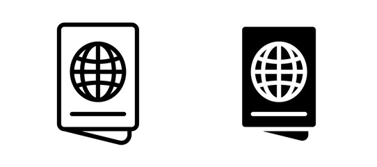 Passport icon symbol collection on white background.