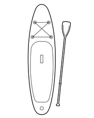 Sup board.  Sport Equipment. Active sports. Outline illustration, isolated on white background, design element