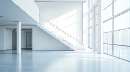 Obraz premium Modern Minimalist Architecture: A Sunlit Interior Space
