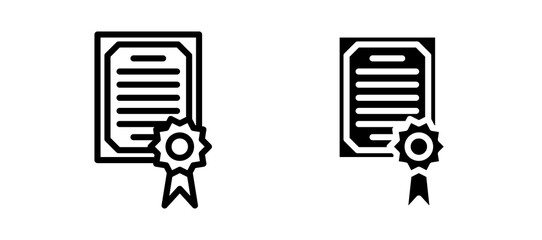 Certificate icon symbol collection on white background.