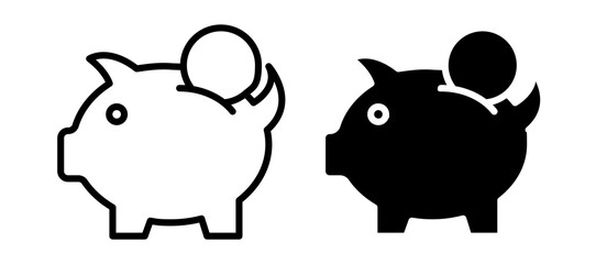Obraz premium Piggy bank icon symbol collection on white background.