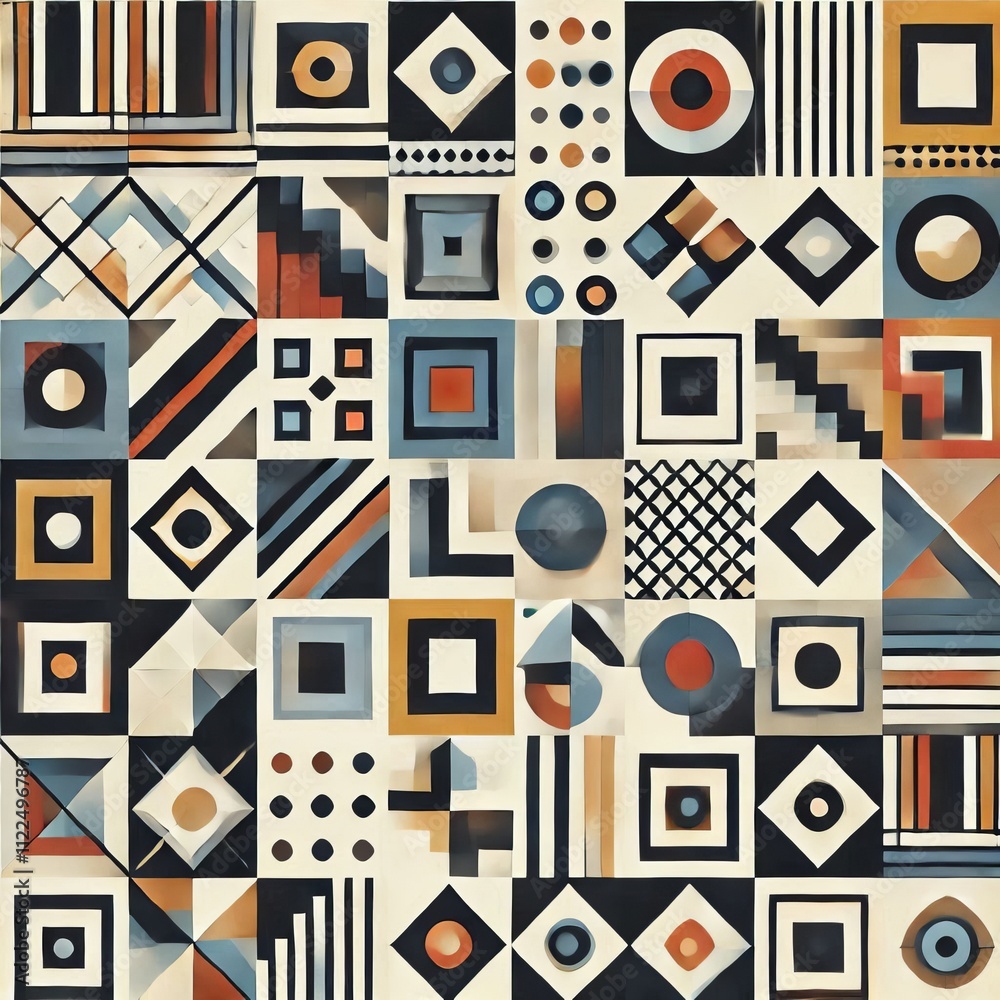 Poster geometric shapes pattern a repeating pattern of various geometri