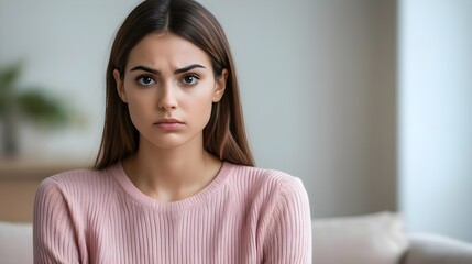 Sad Young Woman Portrait, Emotional Closeup - Authenticity