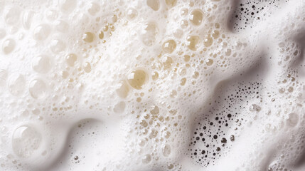 Abstract white soapy foam texture with bubbles.