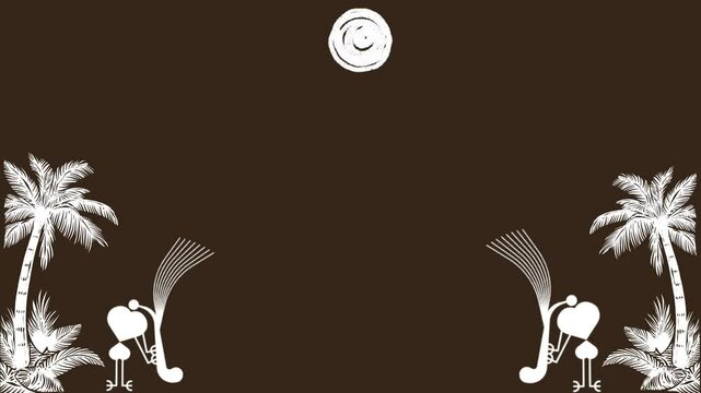Warli art empty frame and play music and coconut treee