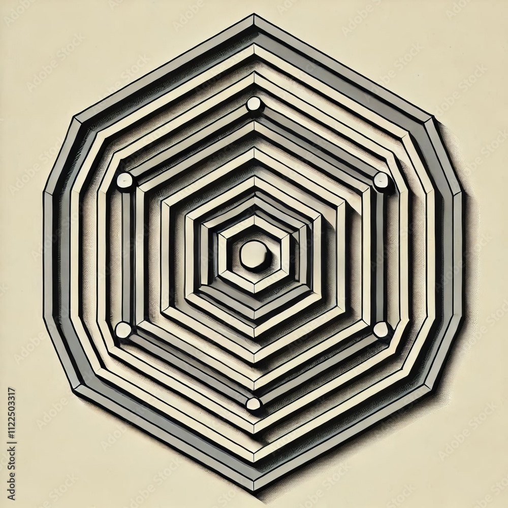Poster octagon overlap octagons layered to create depth and shadow effe