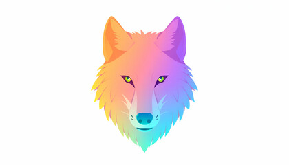 Obraz premium a wolf created using bold geometric shapes in neon hues of blue, purple, and orange