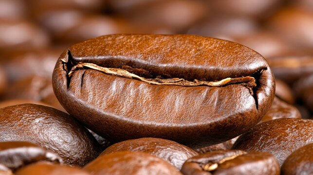 Roasted Coffee Beans Close Up  Macro Photography  Aromatic  Brown  Caffeine  Energy  Bever