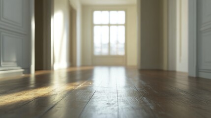 Obraz premium Sunlit Hardwood Floor in Elegant Hallway