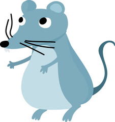 Cartoon Gray Mouse with Whiskers.