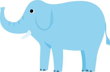 Fototapeta premium Blue Cartoon Elephant Illustration with Tusks.