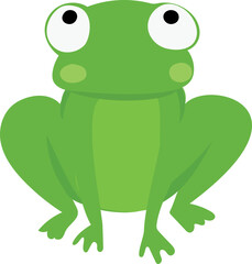 Obraz premium Green Cartoon Frog with Big Eyes.
