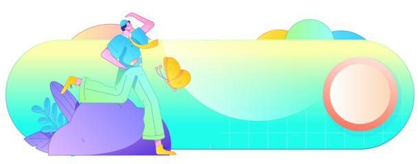 People exercising healthy running vector internet operation illustration
