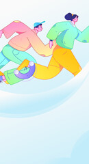 Naklejka premium People exercising healthy running vector internet operation illustration 