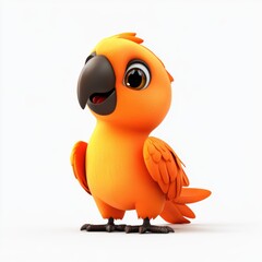 Playful orange parrot character digital art studio setting bright and cheerful cartoon style for kidscontent