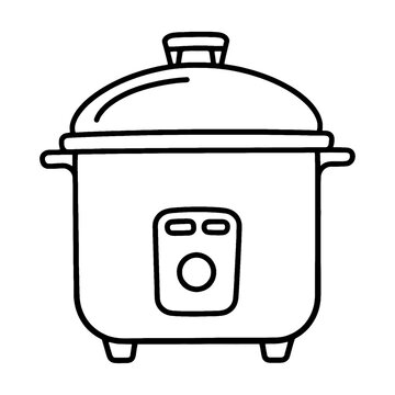 recommend clip art: 炊飯器のシンプルな手描き線画イラスト　透過背景の切り抜き