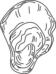 Line Art Illustration of an Oyster Shell.