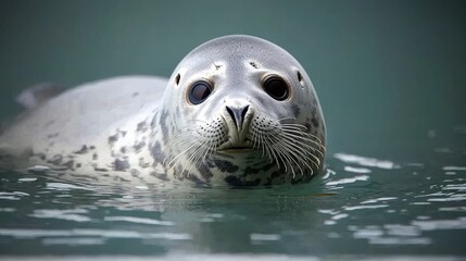 Obraz premium Adorable Seal Pup in Water Wildlife Photography Ocean Animal Portrait
