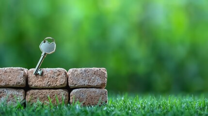 Key to Success  Home  Real Estate  New Beginnings  Brick Wall  Grass