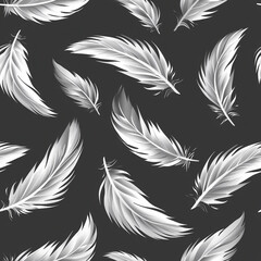 Obraz premium silver feathers seamless pattern