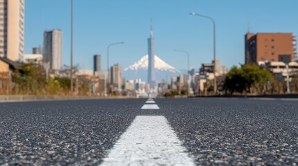 Fototapeta premium Mount Fuji Skyline City Road Urban Landscape Japan