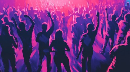 dancing crowd disco party music banner for flyers and night club posters