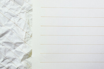 crumpled line paper texture background,  blank sheet notebook