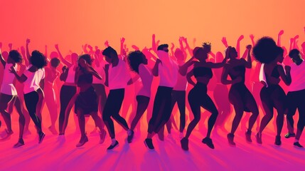 dancing crowd disco party music banner for flyers and night club posters