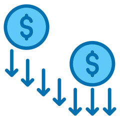 Obraz premium Falling Dollar Sign Icon