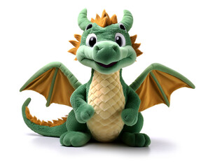 Naklejka premium かわいいドラゴンのぬいぐるみ（cute dragon stuffed animal on white background） 