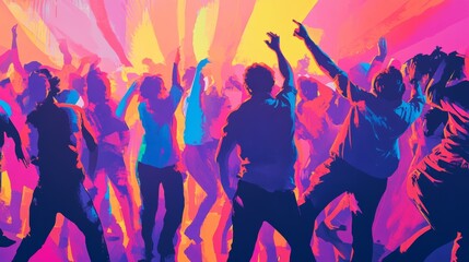 dancing crowd disco party music banner for flyers and night club posters