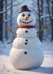 Obraz premium A snowman built in the shape of an animal or object, resourceful, offbeat