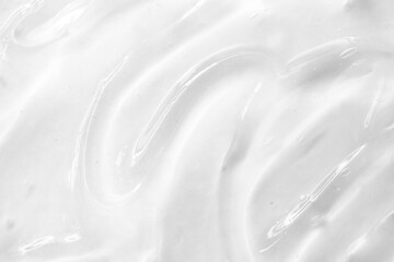 Cosmetic gel, serum transparent sample. Liquid cream with bubble texture. Gel texture of a cosmetic...