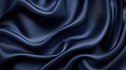 Obraz premium Abstract dark blue background. Silk satin. Navy blue color. Elegant background with space for design. Soft wavy folds