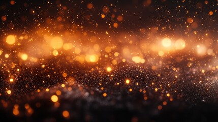 Abstract dark glitter fire particles lights. Fire embers particles over black background
