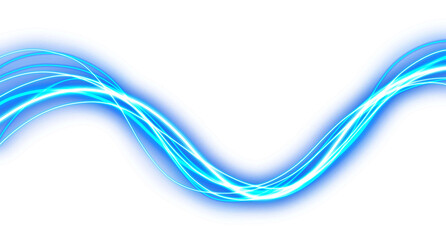 glowing blue neon line effect on transparent background