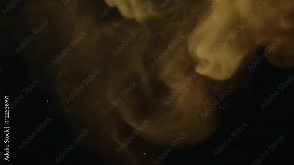 Aufkleber Abstract dynamic cloud of dust particles dispersing against black background in explosion