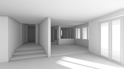 Fototapeta premium Empty White Room Interior Design 3D Render