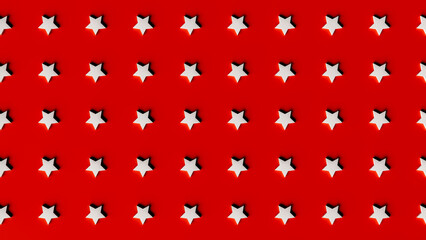 White stars in several rows on a red background